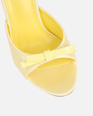 Halima Butter Yellow Satin Bow Detail Heeled Mules