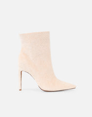 Harvie Beige Faux Pony Hair Heeled Ankle Boots