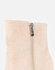 Harvie Beige Faux Pony Hair Heeled Ankle Boots