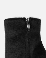 Harvie Black Faux Pony Hair Heeled Ankle Boots