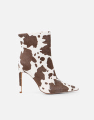 Harvie Cow Print Heeled Ankle Boots