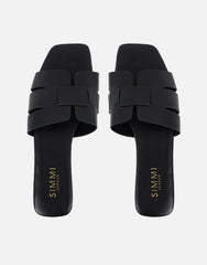 Holly Black Slip On Flat Sandals