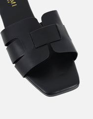 Holly Black Slip On Flat Sandals