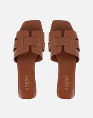 Holly Tan Slip On Flat Sandals