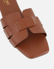Holly Tan Slip On Flat Sandals