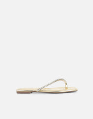 May Gold Mirror Toe Thong Diamante Flat Sandals