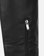 Miles Black Knee High Tab Detail Boots