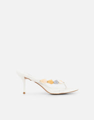 Carla White Embellished Toe Post Mules