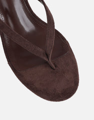 Immy Brown Suede Toe Post Wedge Sandals