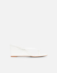 Immy White Toe Post Wedge Sandals