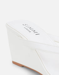 Immy White Toe Post Wedge Sandals