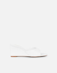 Iris White Wedge Mules