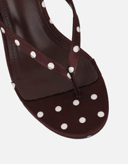Emeriee Brown Polka Toe Post Wedge Sandals