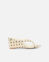 Emeriee Butter Cream Polka Toe Post Wedge Sandals