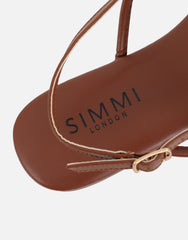 Isha Tan Beaded Flat Sandals