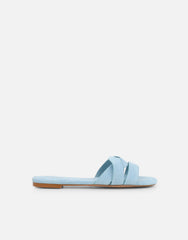 Jade Blue Suede Crossover Flat Sandals