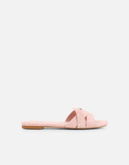 Jade Pink Suede Crossover Flat Sandals