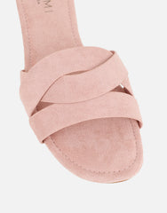 Jade Pink Suede Crossover Flat Sandals
