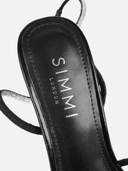 Janeet Black Diamante Knot Heeled Sandals