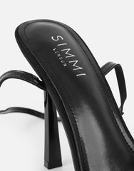 Janeena Black Lace Bow Detail Heeled Sandals