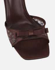 Janeena Brown Lace Bow Detail Heeled Sandals