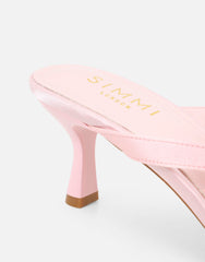 Ruby Pink Satin Flower Detail Mules