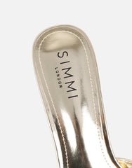 Jerez Gold Mirror Peep Toe Heeled Sandals