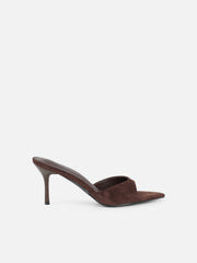 Silvia Brown Suede Peep Toe Heeled Sandals