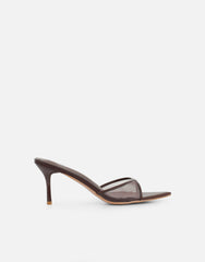 Lauri Brown Mesh Peep Toe Heeled Sandals