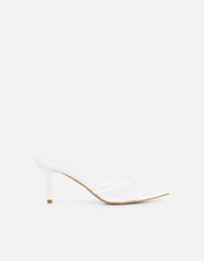 Lauri White Mesh Peep Toe Heeled Sandals