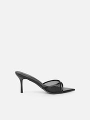 Lauri Black Mesh Peep Toe Heeled Sandals