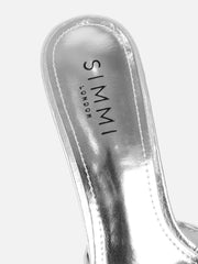 Lauri Silver Mesh Peep Toe Heeled Sandals