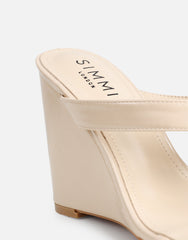 Jodie Beige Toe Post Wedge Sandals