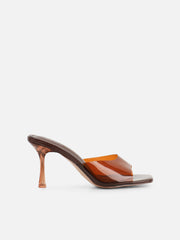 Josephine Clear Brown Heeled Sandals