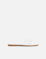 Laurel White Flat Sandals