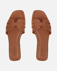 Jorja Tan Slip On Flat Sandals