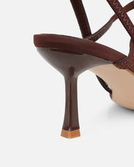 Karson Chocolate Lycra Strappy Heeled Sandals