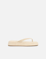 Kimmie Beige Suede Flatform Toe Post Sandals