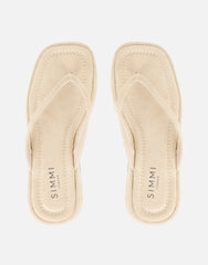 Kimmie Beige Suede Flatform Toe Post Sandals
