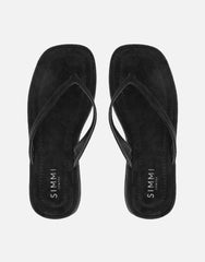 Kimmie Black Suede Flatform Toe Post Sandals