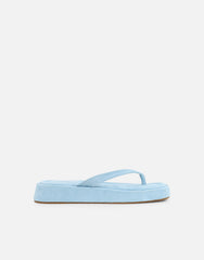 Kimmie Blue Suede Flatform Toe Post Sandals