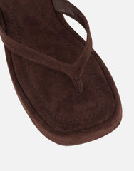 Kimmie Brown Suede Flatform Toe Post Sandals