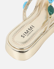 Daisy Gold Metallic Embellished Flatform Sandals