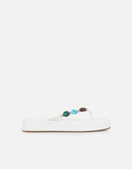 Daisy White Embellished Flatform Sandals