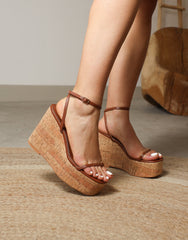 Kitty Tan Wedge Heeled Sandals