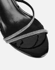 Kristin Black Patent Diamante Slingback Heels