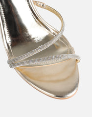 Kristin Gold Metallic Diamante Slingback Heels