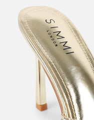 Keely Gold Mirror Diamante Crossover Mules