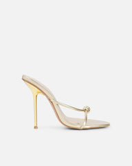 Louna Gold Metallic Twist Heeled Sandals
