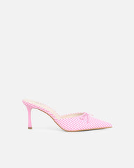 Lisa Pink Gingham Bow Mules
